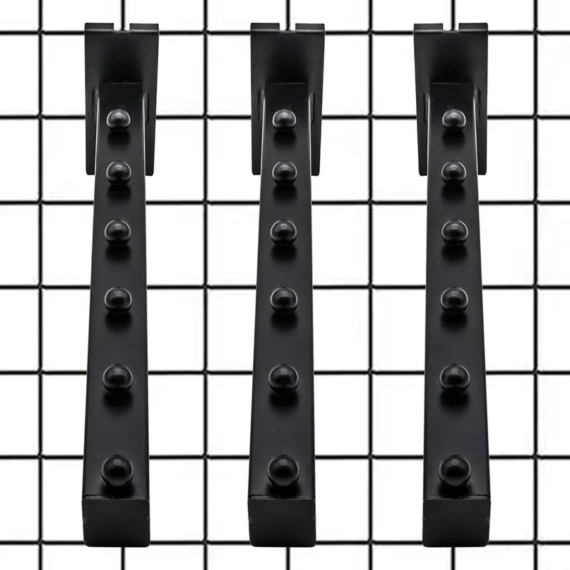 Baerkian12.6inch Gridwall Waterfall Hooks, Display Hooks for Grid Wall Panels, Grid Wall Accessory for Storage Display Clothes in Retail Shop Garage (2-Packs, Black) - Image 2